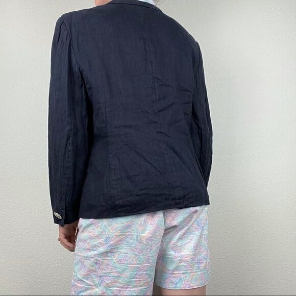 Vintage Women’s Louis Feraud Navy Blue Linen Blazer Sz L - Picture 8 of 11